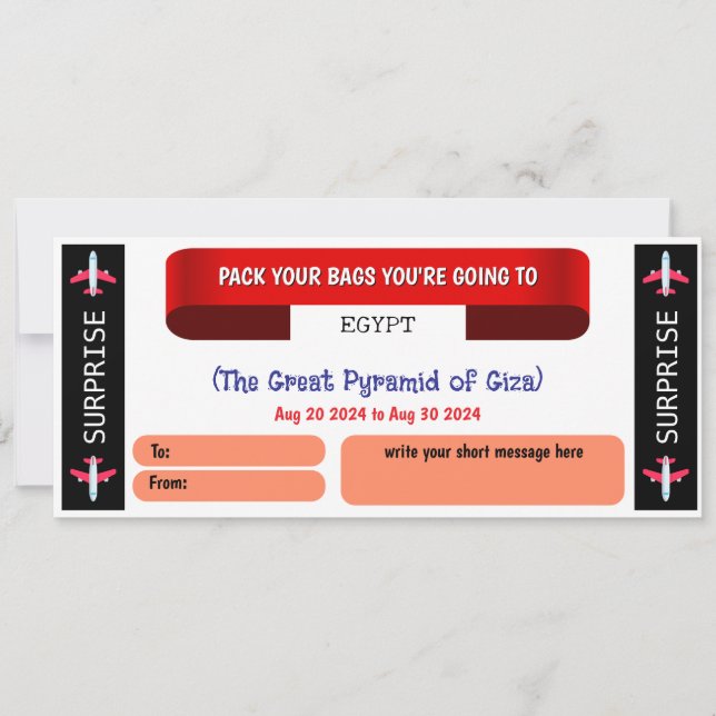 Egypt Travel Gift Voucher (Front)
