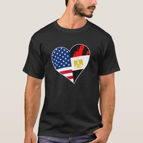 Egypt USA Heart Shirt Egyptian American Flag T Shi