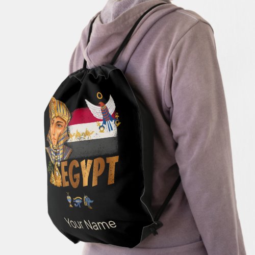 Egypt Vintage Pharaoh Flag And Pyramids Souvenir Drawstring Bag