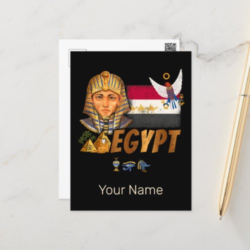 Egypt Vintage Pharaoh Flag And Pyramids Souvenir Holiday Postcard
