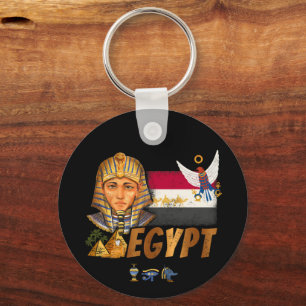 Egypt Vintage Pharaoh Flag And Pyramids Souvenir Keychain