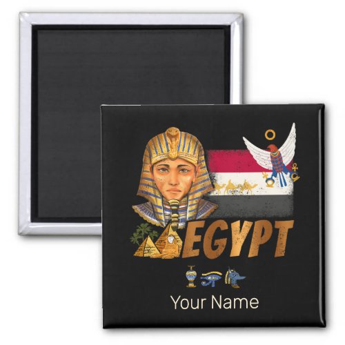Egypt Vintage Pharaoh Flag And Pyramids Souvenir Magnet