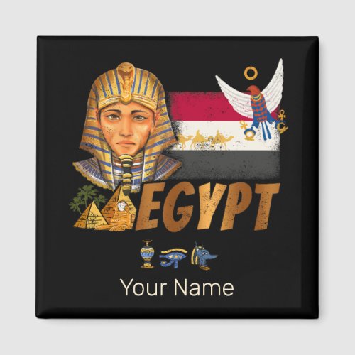 Egypt Vintage Pharaoh Flag And Pyramids Souvenir Magnet