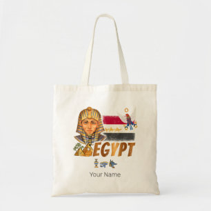 Egypt Vintage Pharaoh Flag And Pyramids Souvenir Tote Bag