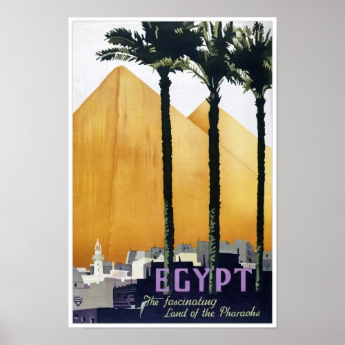 Egypt vintage travel poster Restored