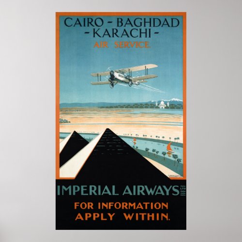 Egypt Vintage Travel Poster Restored