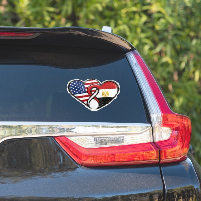 Egyptian American Heart Flags Sticker (Car Side)