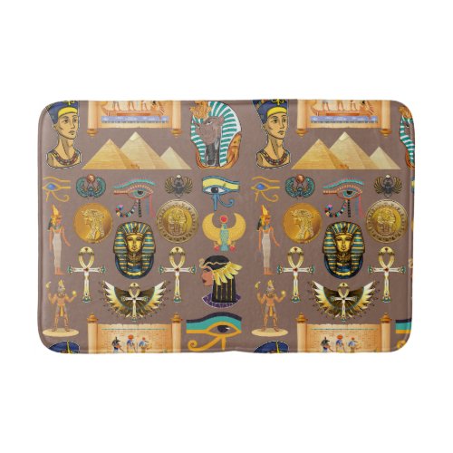 Egyptian Ancient Hieroglyphic Pattern Symbol Bath Mat