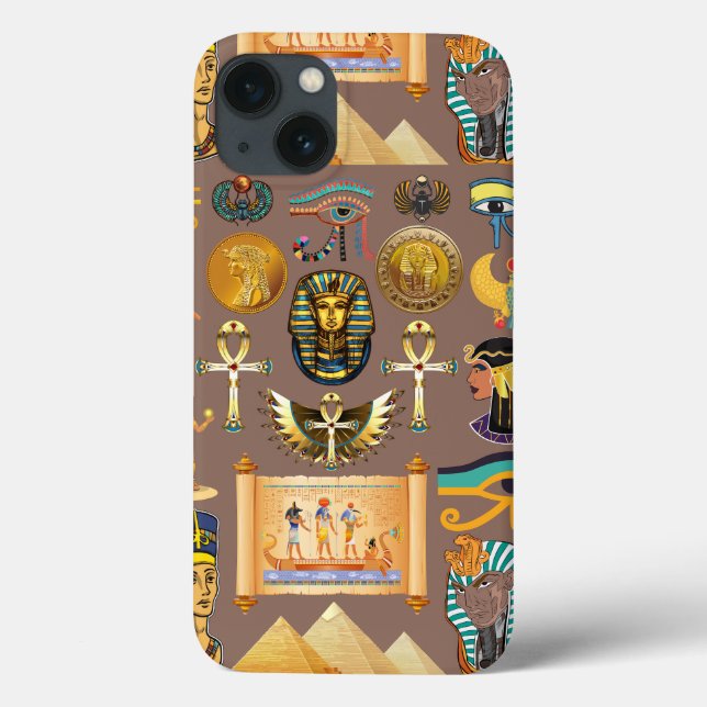Egyptian Ancient Hieroglyphic Pattern Symbol Case-Mate iPhone Case (Back)