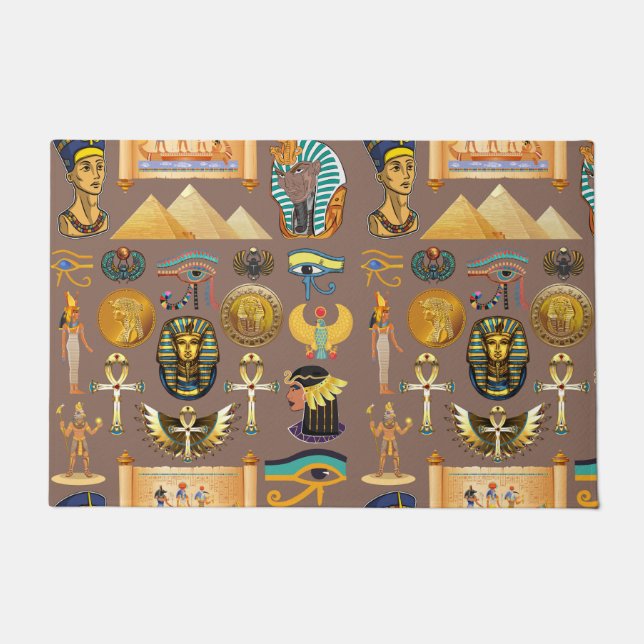 Egyptian Ancient Hieroglyphic Pattern Symbol Doormat (Front)