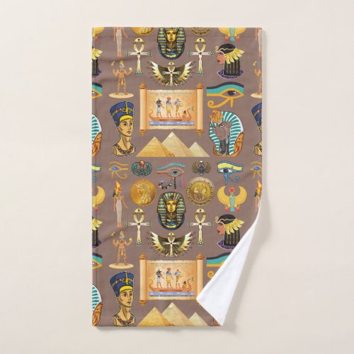 Egyptian Ancient Hieroglyphic Pattern Symbol Hand Towel