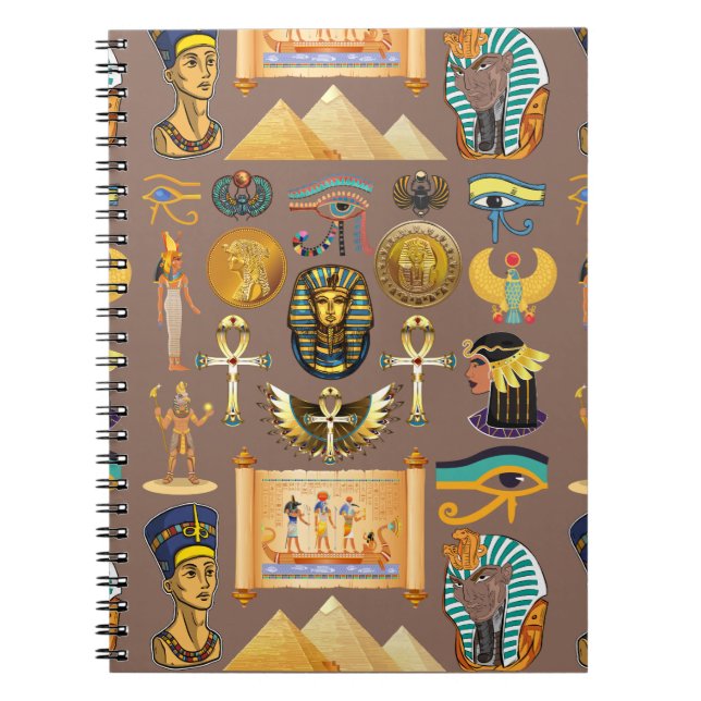 Egyptian Ancient Hieroglyphic Pattern Symbol Notebook (Front)