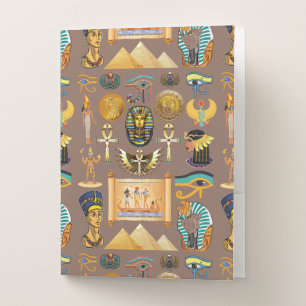 Egyptian Ancient Hieroglyphic Pattern Symbol Pocket Folder