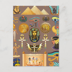 Egyptian Ancient Hieroglyphic Pattern Symbol Postcard