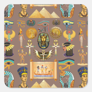 Egyptian Ancient Hieroglyphic Pattern Symbol Square Sticker