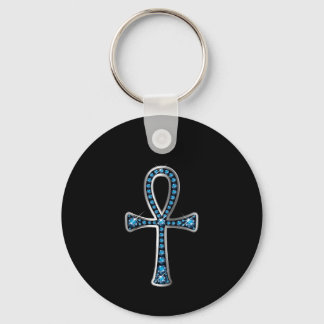 Egyptian Anhk with "Aquamarine" Keychain