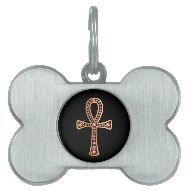 Egyptian Anhk with Rubies Pet Name Tag (Front)
