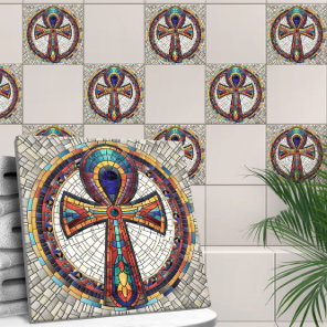 Egyptian Ankh Cross -Mosaic Art Ceramic Tile