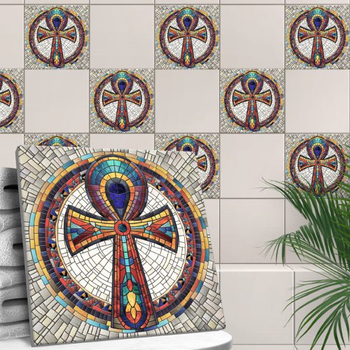 Egyptian Ankh Cross _Mosaic Art Ceramic Tile