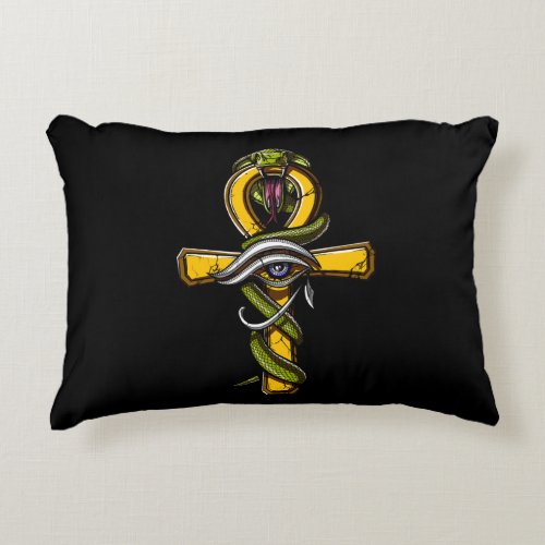 Egyptian Ankh Eye Of Horus Ancient Serpent Symbol Accent Pillow