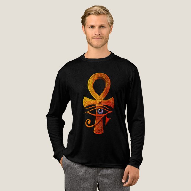 Egyptian Ankh Eye of Horus Ancient Symbol Protect Tri-Blend Shirt (Full Front)