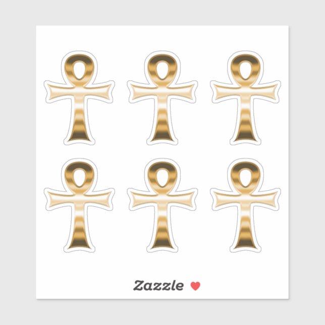 Egyptian Ankh Symbol Faux Silver Metallic Set of 6 Sticker (Sheet)