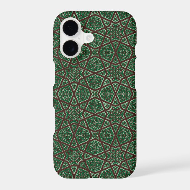 Egyptian arabic geometric pattern in brown green Case-Mate iPhone case (Back)