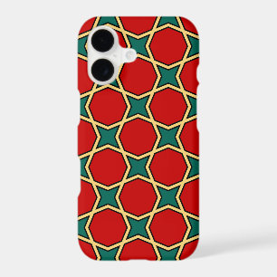 Egyptian arabic geometric pattern in red and green iPhone 17 case