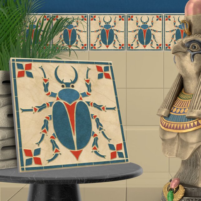 Egyptian Art Deco Scarab Beetle Ceramic Tile (Creator Uploaded)