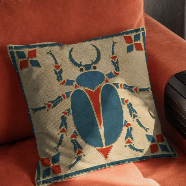 Egyptian Art Deco Scarab Beetle Throw Pillow (Creator Uploaded)