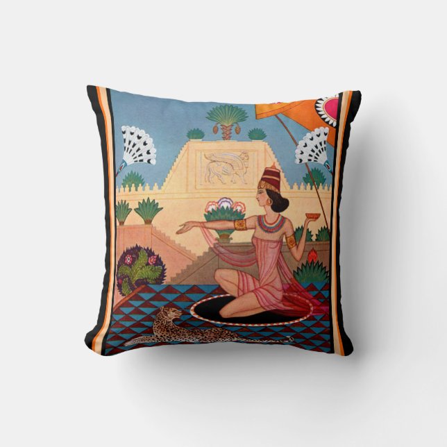 Egyptian Art Deco Throw Pillow (Front)