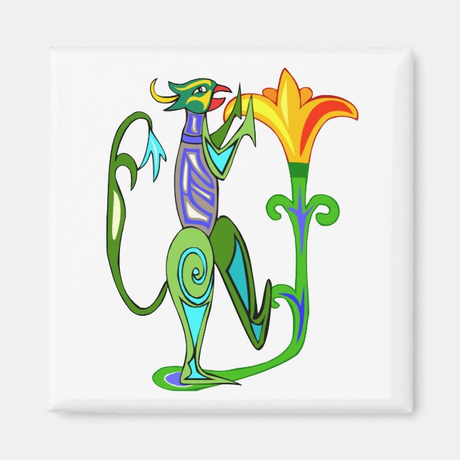 Egyptian Art Deco With A Lotus Flower Magnet (Front)