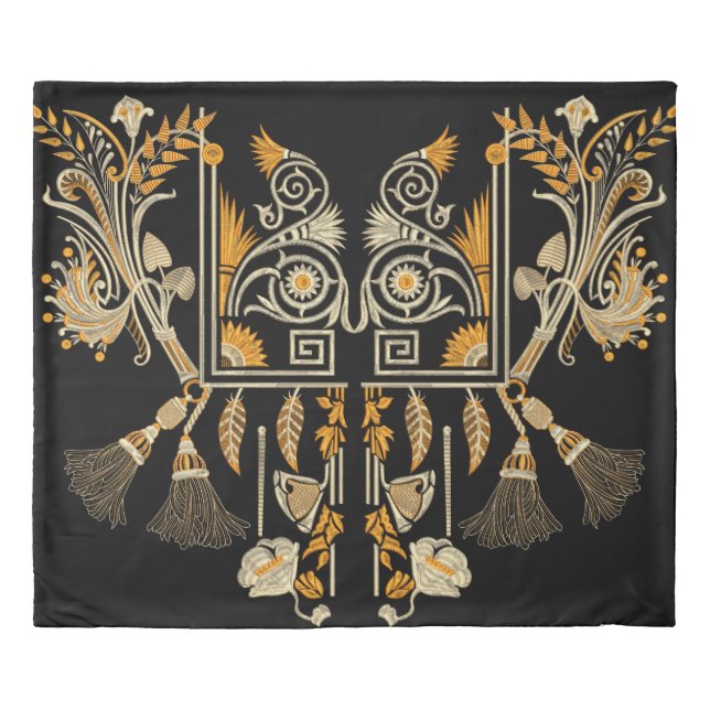 Egyptian art traditional gold border create hand m duvet cover (Front)