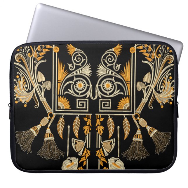 Egyptian art traditional gold border create hand m laptop sleeve (Front)