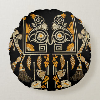 Egyptian art traditional gold border create hand m round pillow