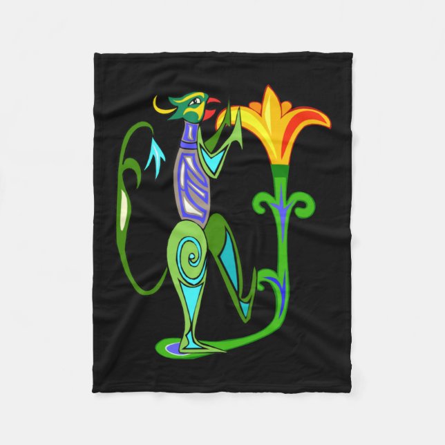 Egyptian Art With Lotus Flower Fleece Blanket (Front)