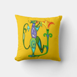 Egyptian Art With Lotus Flower Reversible Pillow