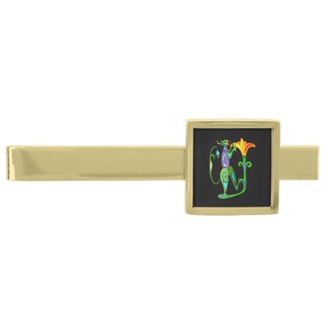 Egyptian Art With Lotus Flower Tie Bar (Front)