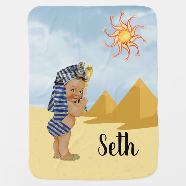 Egyptian Baby Boy Nursery Blanket Personalized (Front)