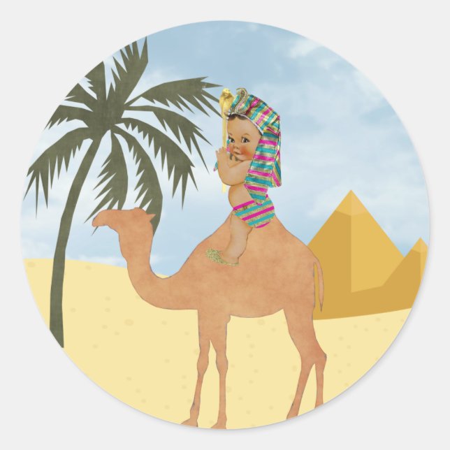 Egyptian Baby Shower Sticker with Vintage Baby (Front)