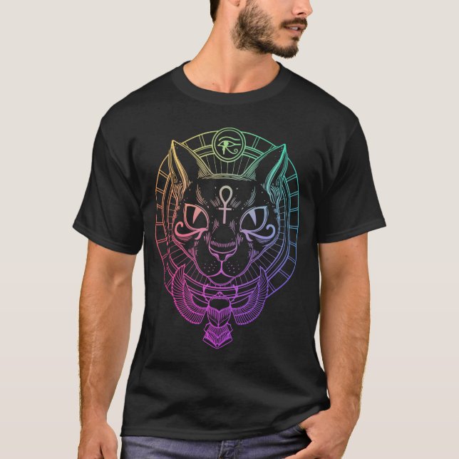Egyptian Bastet Cat Horus Scarab Egypt Symbol T-Shirt (Front)
