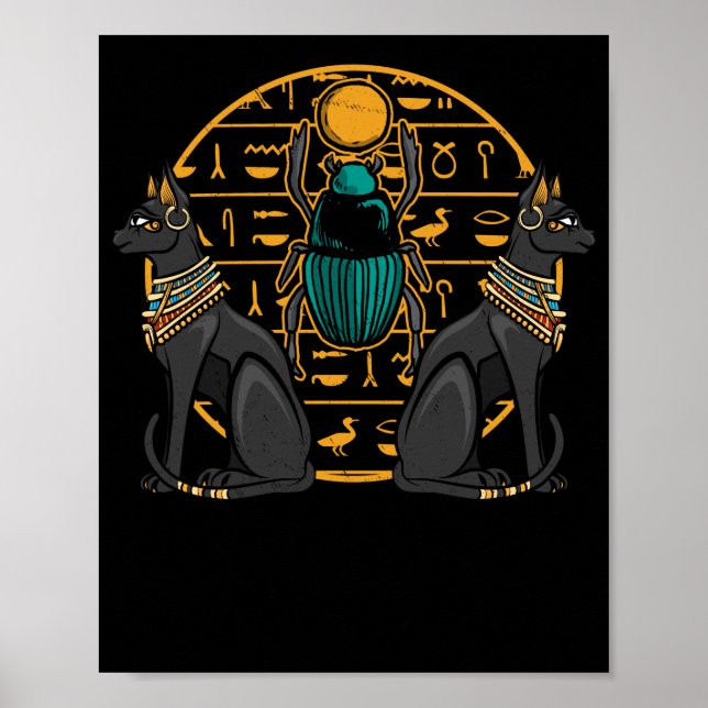Egyptian Bastet Cat Scarab Egypt History Poster (Front)