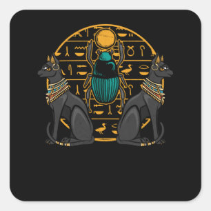 Egyptian Bastet Cat Scarab Egypt History Square Sticker