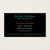Egyptian Batik Fusion Fashion Business Cards (Back)