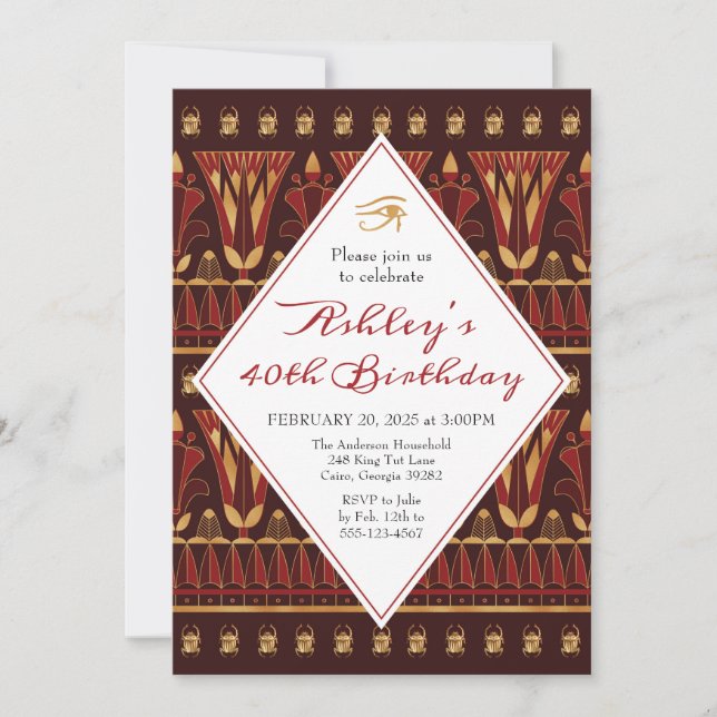 Egyptian Birthday Party Invitation (Front)