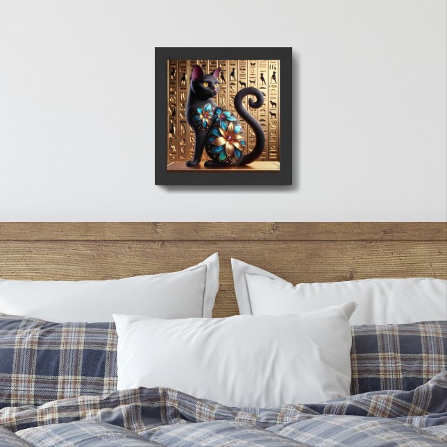 Egyptian black cat framed art (Bedroom)