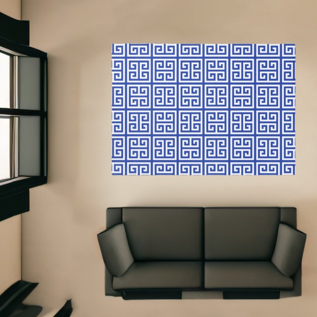 Egyptian Blue and White Greek Key Pattern Rug (Insitu (Indoor 1))