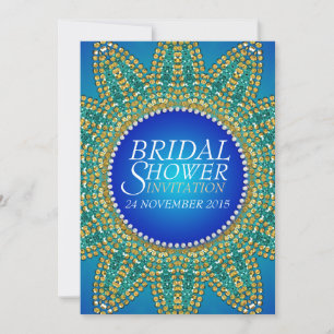 Egyptian Blue Teal Gold Star Bridal Shower Invitation