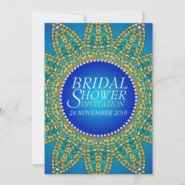 Egyptian Blue Teal Gold Star Bridal Shower Invites Zazzle