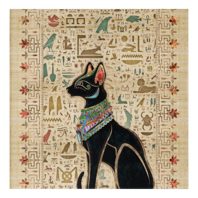 Egyptian Cat - Bastet on papyrus Acrylic Print (Front)